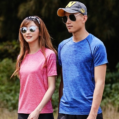 Outdoor men's speed drying T-shirt, female lovers short sleeved sweater, fitness running clothes, summer elastic quick drying clothes