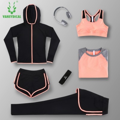 Summer Yoga suits, sports suits, women's trousers, running clothes, thin body clothes, five sets of speed drying, short sleeved vest