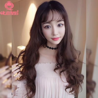 Seven street queen wig, female long curly hair, big waves, fluffy, natural lifelike, pear flower head U, half head, long straight hair