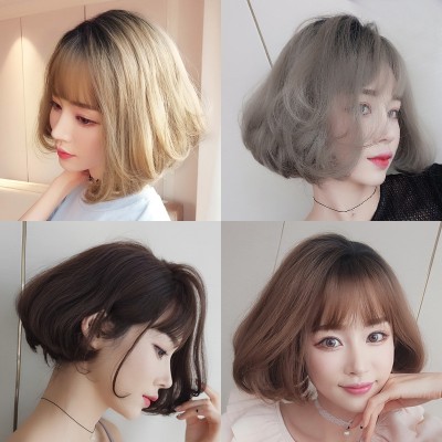 Female hair wig Bobo head short coil in the air thin bangs handsome garnishment repair face natural fluffy hair cover