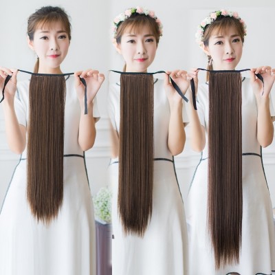 Long, long straight hair wig ponytail Girl Wig tail simulation hair tied type false ponytail wig piece vivid