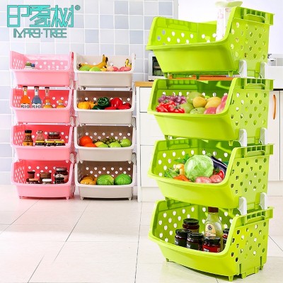 Kitchen vegetable shelf storage rack 4 layer multilayer floor supplies storage basket basket basket storage rack dish rack