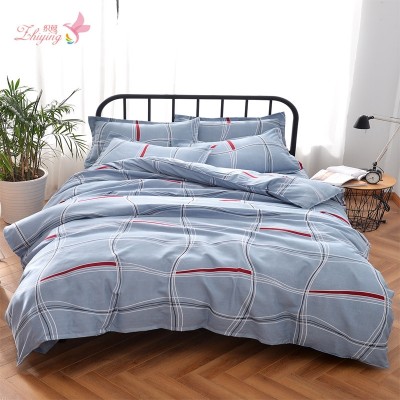 Woven twill warbler four piece simple cartoon thick sanding bedding 4 Piece Bedding printing activity