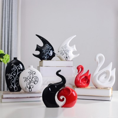 Home Furnishing jewelry creative bridal decoration decoration living room cabinet ceramic crafts wedding gift simple Swan