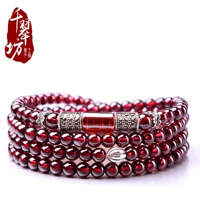 Přírodní víno červený granátový náramek ženské šperky krystal multi-kruh 7A ruční řetězec narozeninový dárek