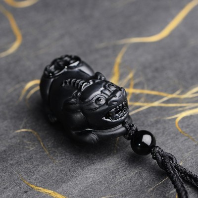 Obsidian přívěsek mužský statečný přívěsek náhrdelník mužský amulet přívěsek dárek