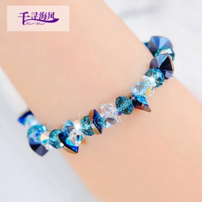 S Swarovski Elements Ocean Heart Crystal náramek Korejský módní ornament narozeninový dárek Send Girl