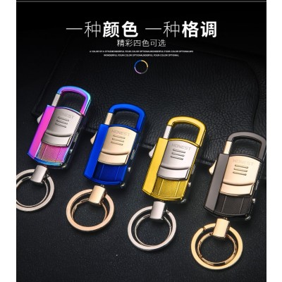 Multifunkční automobilový klíčenka řetězec pánský pas visící nabíjecí zapalovač auto klíčenka přívěsek prsten mužský kreativní dárek