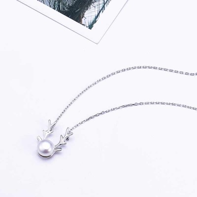 925 stříbrná jednoduchá perlový náhrdelník dámská malá parohy elk Japonsko a Jižní Korea Korejská verze řetězu řetězce ženského narozeninového dárku