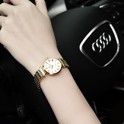 Elegantní módní ultra-tenké dámské hodinky s hodinkami retro oceli s vodotěsným křemenným hodinkám