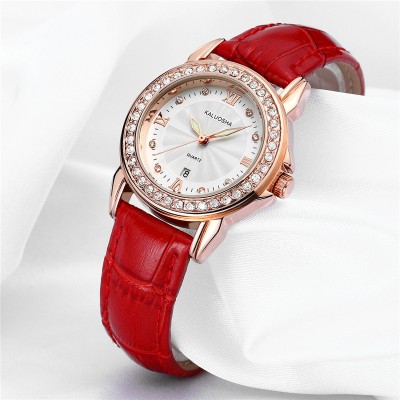 Dámské kožené pásky z pravé kůže dámské hodinky Korejská verze dívčích hodinky svěžím módním trendem diamantových šperků křemenného hodinky