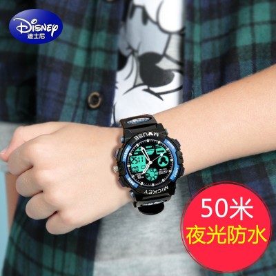 Dětské hodinky Boy Boys Vodotěsné elektronické stoly Disney primární a střední školy Studenti Mickey Luminous hodinky