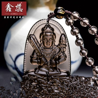 Otevřený ledový obsidian princ Buddha přívěsek mužský a ženský náhrdelník velký den neplatný Tibetský svatý Guanyin Bodhisattva