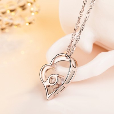 925 stříbrný náhrdelník samičí diamant láska sladký přívěšek Japonsko a Jižní Korea jednoduché doplňky řetěz zavření řetězu narozeninový dárek