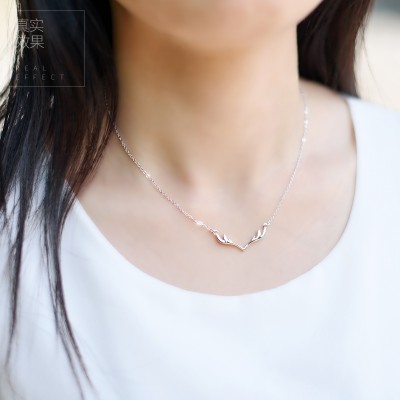 s925 Antlers Stříbrný náhrdelník Žena Lockbone Řetězec Žena Jednoduché Japonsko Korea Korea Čerstvé Sweet krátké módní Stříbrné přívěsek šperky