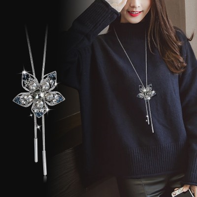 Japonsko a Jižní Korea slunečnice módní svetr řetězu dlouhý temperament divoký střapce náhrdelník podzim a zimní oblečení doplňky přívěšek