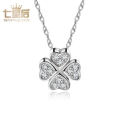 Jednoduché japonské a korejské verze stříbrných šperků Korejské narozeniny poslat přítelkyně přívěsek Jetel náhrdelník stříbro řetězec řetězce klíční řetěz