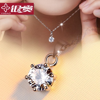 S925 stříbrný náhrdelník žena krátký odstavec diamantový zámek řetěz řetězec zirkonový přívěsek náhrdelník stříbrný řetěz šperky jednoduchý divoký