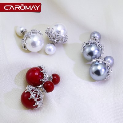 s925 stříbrná velikost obojstranné perleťové náušnice ženy Japonsko a Jižní Korea módní temperamentní náušnice
