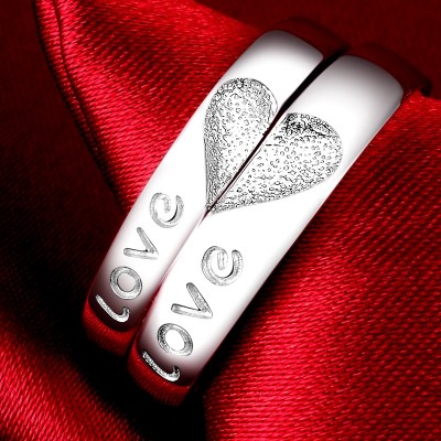 Stříbrné šperky Otevřený pár Prsten Pár mužů a žen žije v Japonsku a Jižní Koreji v srdci ve tvaru Valentýna