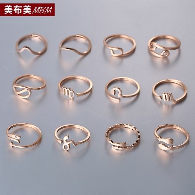 Korejský strážce dvanáct souhvězdí 18k růžový zlatý titanový ocelový prsten mužský a ženský ukazováček příliv lidí šperky