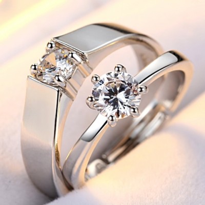 Páry kroužky na kroužku korejské verze kreativní ústa svatební šperky mužů a žen dvojice simulovaných diamantových prstenů