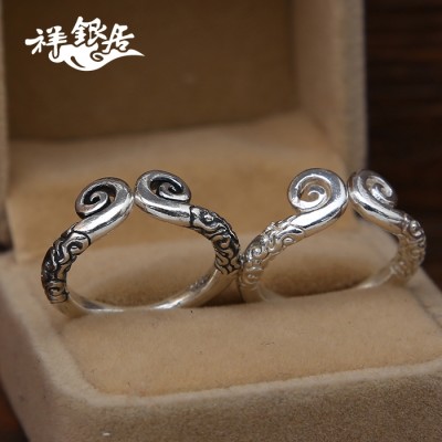 999 zlaté stříbrné šperky těsně prokletí prsten ženské stříbrné prsteny muži otevřené ocasní kroužek opice pár na kroužku