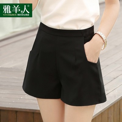 Letní šortky dáma šifón Kórejská verze nového slova tenká část byla tenká vysoká pásová kalhotová kalhotová široká noha