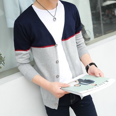 Jarní a podzimní pánské svetr sveter svetr korejský mladý nový trend tenké jarní bunda sako
