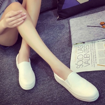 Jarní nové ploché bílé plátno boty dámské boty divoké jeden pedál korejské letní studenty líné boty