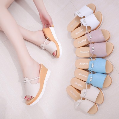 Ženské léto korejské pantofle slovo táhnout sandály boty vdolky venkovní svah s módní chladné pantofle dámské silné dno