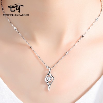 Valentýnské dárky stříbrný náhrdelník ženský jednoduchý řetěz - zámek stříbrné šperky Japonsko a Jižní Korea verze délky přívěšku přívěšek