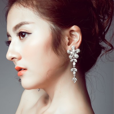 Nevěsta klip náušnice ucho bez náušnice dlouhé korejské náušnice svatební šperky