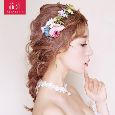 Nová nevěsta čelenka japonský a korejský styl květiny svatební toast šperky svatební šaty doplňky vlasy ozdoby