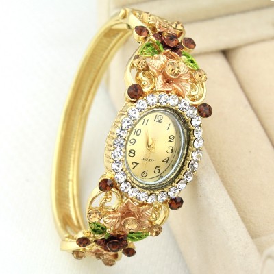 Vynikající móda národní celní větrné slitiny diamant otevřené náramek náramek hodinky šperky šperky ženské