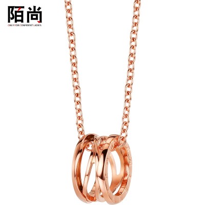 Evropský a americký styl římské číslice dutý čtyřkruhový náhrdelník ženský šaty 18k růžový zlatý klíčník řetězec šperky dárek