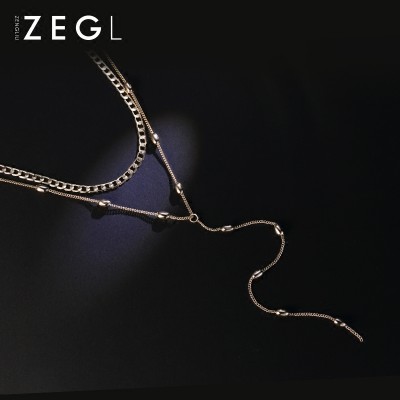 Korejský jednoduchý klíční kroužek žena dlouhý odstavec přívěsek krk šperky náhrdelník divoký dekorativní dvojitý náhrdelník