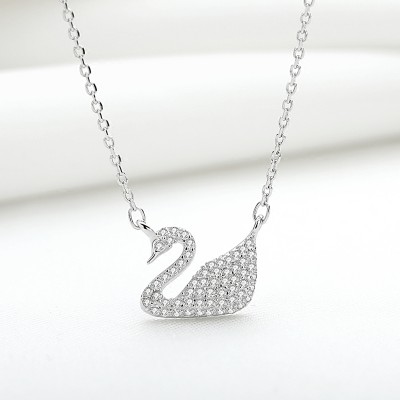 Little Swan 925 Stříbrný náhrdelník Ženská móda Jednoduchý řetězec řetězu řetězce řetězu Japonský a korejský Narozeniny Valentýnský dárek
