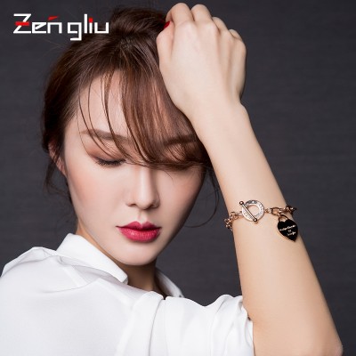 Náramek ženské korejské verze jednoduché sady růžového zlata lásky ve tvaru osobnosti přítelkyně populární evropské a americké módní šperky