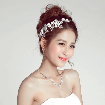 Nevěsta náhrdelník náušnice třídílný oblek korejský šperky svatební doplňky svatební doplňky vlasové doplňky
