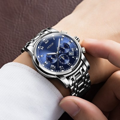 Automatická mechanická hodinová ocelová páska mužské hodinky módní vodotěsné multifunkční pánské hodinky