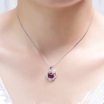 Topaz 925 Silver Crystal náhrdelník Ženský přívěsek Lockbone Ornament Dívka Valentýn dárek Poslat Girlfriend
