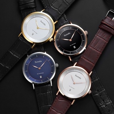 Pánské hodinky Muži Studenti Quartz hodinky korejské verze jednoduché ultra-tenké módní nepromokavé kožené pásy volný čas trend mužské hodinky
