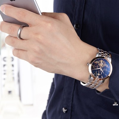 Automatické mechanické hodinky pánské hodinky ocelové duté světelné nepromokavé módní trendy mužské hodinky mechanické hodinky