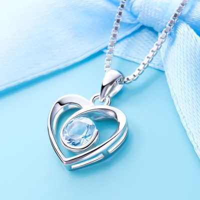 Přírodní ametyst srdce ve tvaru stříbrný náhrdelník Den ženského Korejský jednoduchý řetězec klíčník Stubbed přívěšek Narozeniny Valentýn dárek