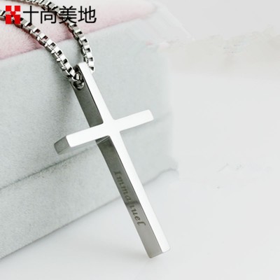 Křesťan jednoduchý titanové oceli kříž náhrdelník muži dlouhé ženské šperky přívěšek
