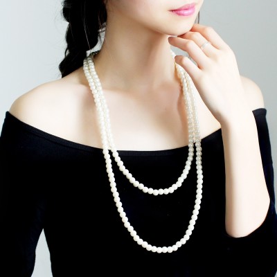 Korejská verze perlového náhrdelníku podzimní a zimní vícevrstvý dlouhý svetr řetězu národní vítr divoký s ozdobami samice jednoduchá klíční řetízek