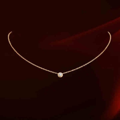Jen chladné Japonsko a Jižní Korea jednoduchá móda jediný diamant ozdobný náhrdelník žena krátká část jemné 18k růžový řetěz zlatý řetěz zámek řetězu