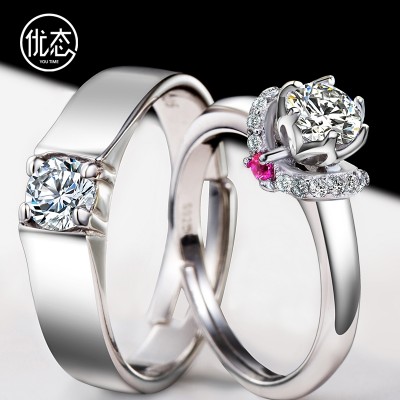 Pár kroužků pár živých úst 925 stříbrných mužů a žen snubní prsten diamantový prsten na prstenu