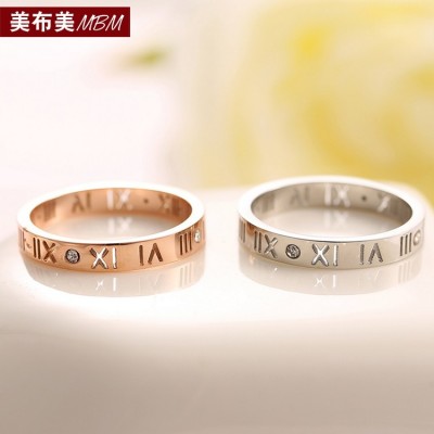 Korejská verze pozlaceného 18K růžového zlata Římský jediný diamantový pár kroužků muži a ženy na prstenu opustit kloub prst prsten prsten
